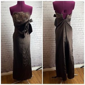 Jim Hjelm Occasions size 2 brown satin formal dress